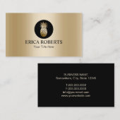 Moderne planning van ananas Foil Gold Wedding Visitekaartje (Voorkant / Achterkant)
