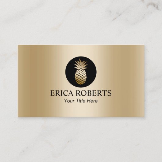 Moderne planning van ananas Foil Gold Wedding Visitekaartje (Voorkant)
