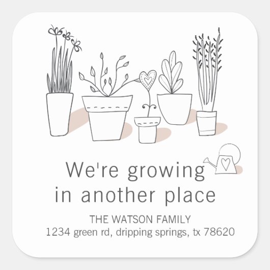 Moderne Planten | Verhuisaankondiging Sticker (Voorkant)