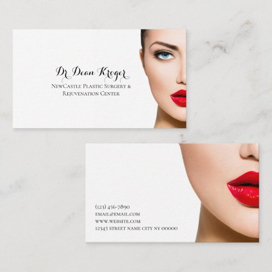 Moderne plastische chirurgie en verjonging visitekaartje (Voorkant / Achterkant)
