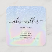 Moderne platenblauw vierkante visitekaartje (Achterkant)