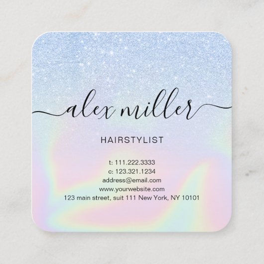 Moderne platenblauw vierkante visitekaartje (Achterkant)