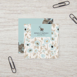 Moderne platenmafwisselaars voor Floral Waterverf Vierkante Visitekaartje