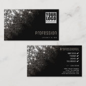 Moderne Platinum Silver Glitter Custom Logo Elegan Visitekaartje (Voorkant / Achterkant)