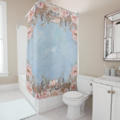  moderne platte blauwe roze Waterverf Douchegordijn (In situ)