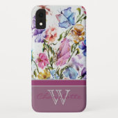 Moderne platte bloemen en vlinder met monogram Roo Case-Mate iPhone Case (Achterkant)