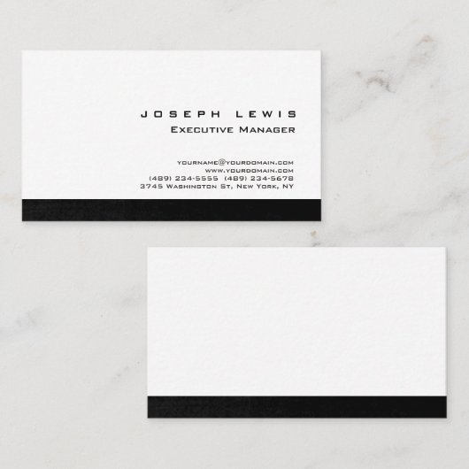 Moderne platte, eenvoudige grijze strip wit visitekaartje (Voorkant / Achterkant)