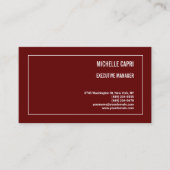 Moderne platte eenvoudige minimalistische donkerro visitekaartje (Voorkant)