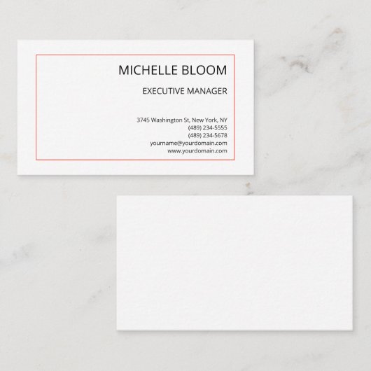 Moderne platte eenvoudige minimalistische rode wit visitekaartje (Voorkant / Achterkant)