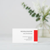 Moderne platte eenvoudige minimalistische rode wit visitekaartje (Staand voorkant)