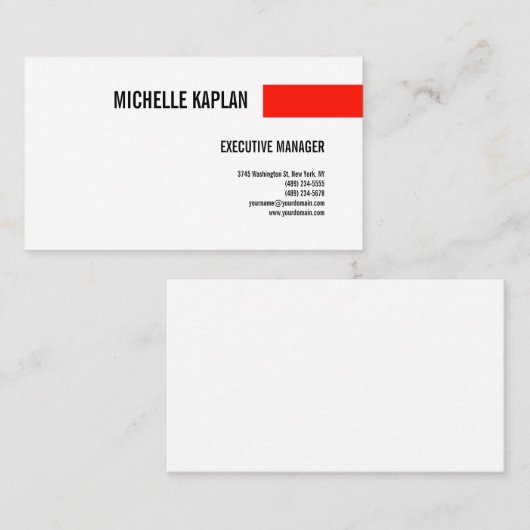 Moderne platte eenvoudige minimalistische rode wit visitekaartje (Voorkant / Achterkant)