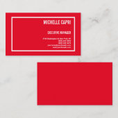 Moderne platte eenvoudige minimalistische rode wit visitekaartje (Voorkant / Achterkant)
