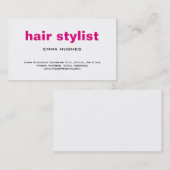 Moderne platte, eenvoudige roze witte haarstijllij visitekaartje (Voorkant / Achterkant)
