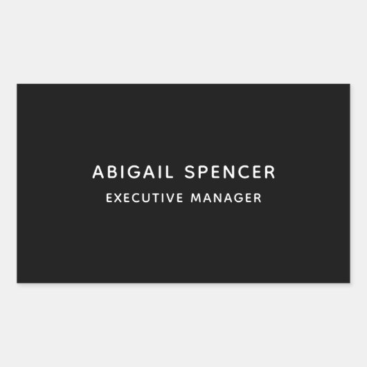 Moderne platte, eenvoudige zwarte professional rechthoekige sticker (Voorkant)