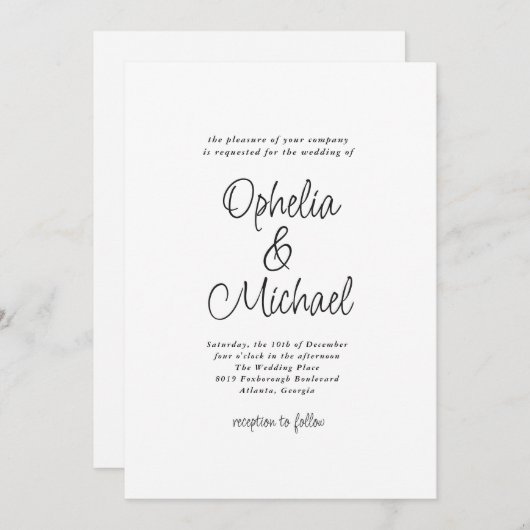 Moderne platte en eenvoudige Casual bruiloft Kaart (Voorkant / Achterkant)