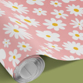 Moderne platte grafische Daisy Pink elke gelegenhe Cadeaupapier