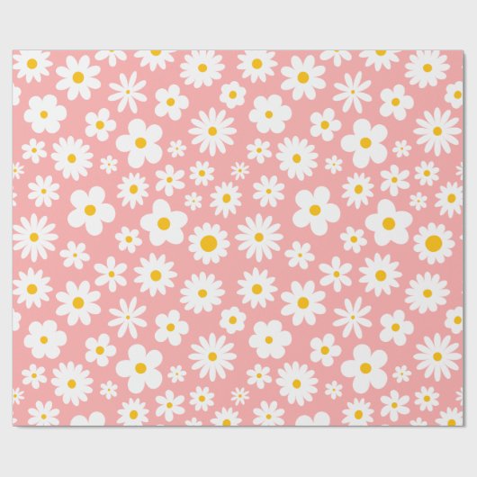 Moderne platte grafische Daisy Pink elke gelegenhe Cadeaupapier (Vlak)