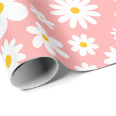 Moderne platte grafische Daisy Pink elke gelegenhe Cadeaupapier (Rol Hoek)