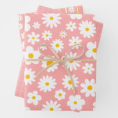 Moderne platte grafische Daisy Pink elke gelegenhe Inpakpapier Vel (In situ)