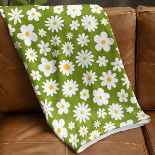 Moderne platte grafische madeliefje groen fleece deken