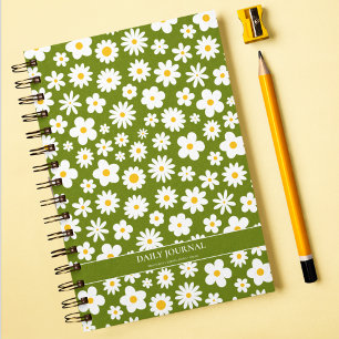 Moderne platte grafische madeliefje groen notitieboek