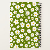 Moderne platte grafische madeliefje groen notitieboek (Achterkant)