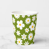 Moderne platte grafische madeliefje groen papieren bekers (Achterkant)