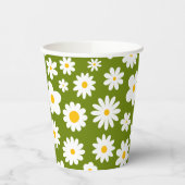 Moderne platte grafische madeliefje groen papieren bekers (Links)