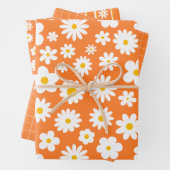 Moderne platte grafische madeliefje Sinaasappel el Inpakpapier Vel (In situ)