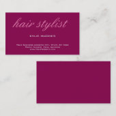 Moderne platte kalligrafie-haarlijst visitekaartje (Voorkant / Achterkant)