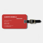 Moderne platte minimalistische rode, witte Profess Bagagelabel (Voorkant horizontaal)