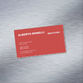 Moderne platte minimalistische rode, witte Profess Magnetisch Visitekaartje (Voorbeeld)