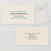 Moderne platte reisagent minimalistisch crèmekleur visitekaartje (Voorkant / Achterkant)