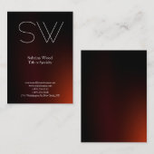 Moderne platte, rode professionele monogram visitekaartje (Voorkant / Achterkant)