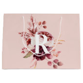 Moderne platte roze en rode Florenz met Initiaal Groot Cadeauzakje (Voorkant)
