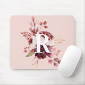 Moderne platte roze en rode Florenz met Initiaal Muismat (Met muis)