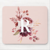 Moderne platte roze en rode Florenz met Initiaal Muismat (Voorkant)
