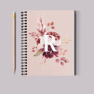 Moderne platte roze en rode Florenz met Initiaal Notitieboek