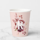 Moderne platte roze en rode Florenz met Initiaal Papieren Bekers (Achterkant)