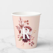Moderne platte roze en rode Florenz met Initiaal Papieren Bekers (Voorkant)