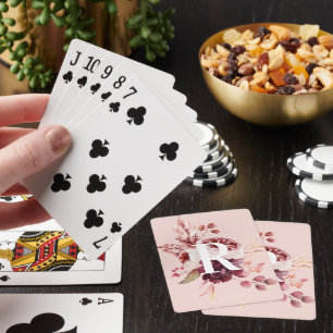 Moderne platte roze en rode Florenz met Initiaal Pokerkaarten