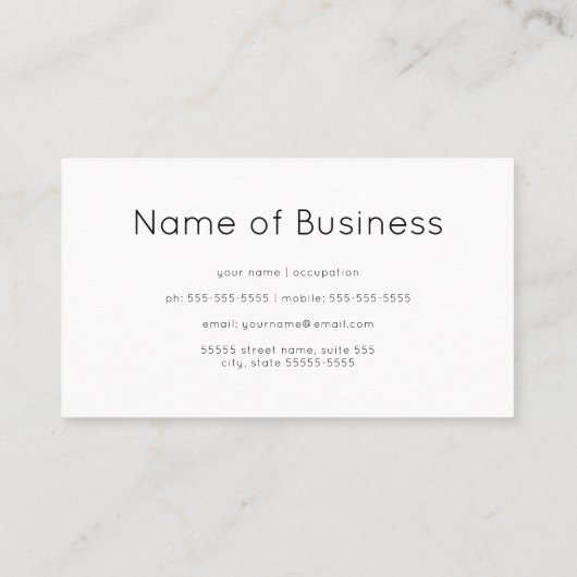 Moderne platte witte en zwarte eenvoudige minimali visitekaartje (Achterkant)