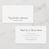 Moderne platte witte en zwarte eenvoudige minimali visitekaartje (Voorkant / Achterkant)