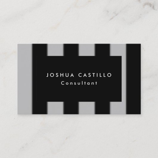 Moderne platte zwarte grijs strips visitekaartje (Voorkant)