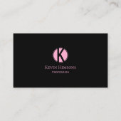 Moderne platte zwarte roze met monogram en Logo Visitekaartje (Voorkant)