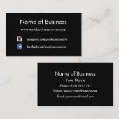 Moderne platte zwarte sociale media websites visitekaartje (Voorkant / Achterkant)