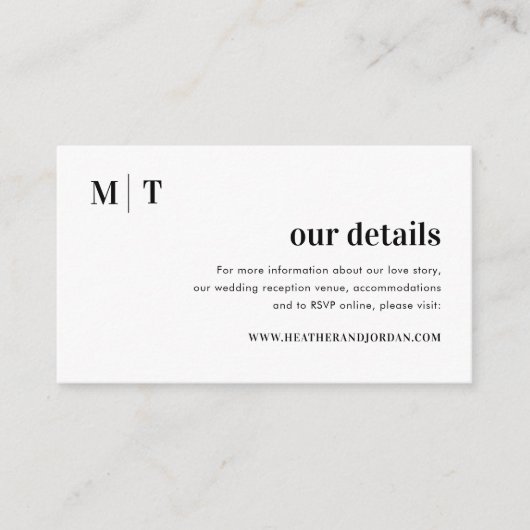 Moderne plechtigheid op een gloedvol monogram - on informatiekaartje (Voorkant)