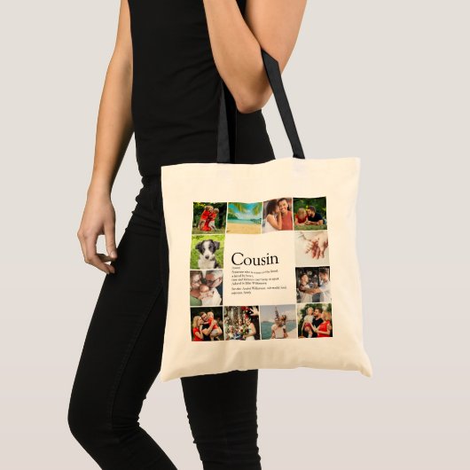 Moderne Plezierige Fotocollage Neef Definitie Tote Bag (Voorkant (product))