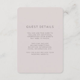 Moderne Plum bruiloft Gast Details Informatiekaartje