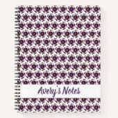 Moderne Plum Floral Naam Notitieboek (Voorkant)
